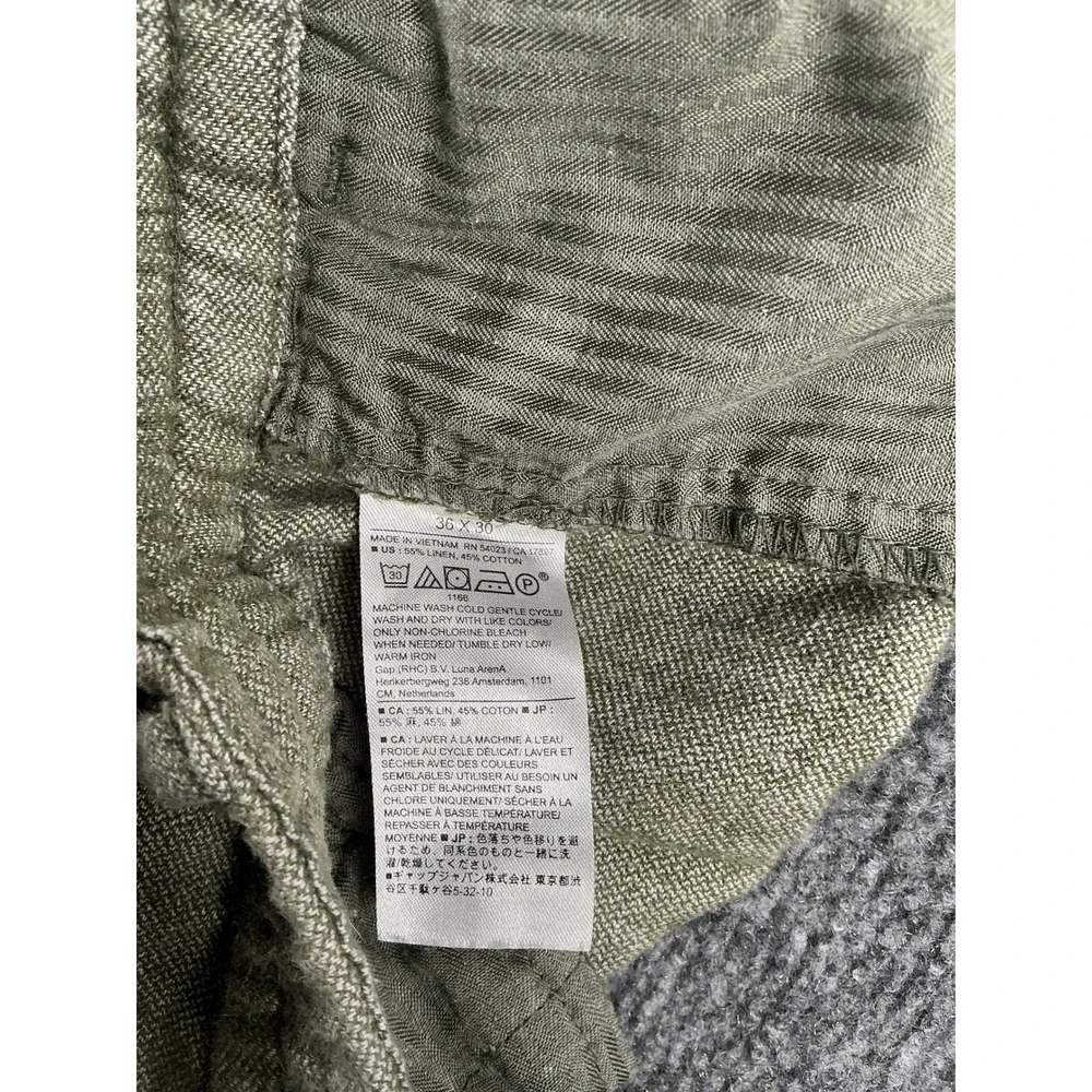 Banana Republic Athletic Tapered Linen Blend Pants Mens 36x30 Olive Green Khaki